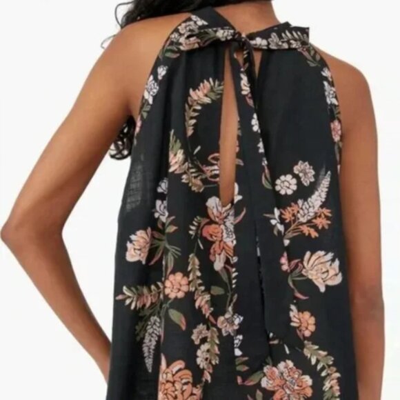 Free People Floral Halter Tie-Neck Top • Medium - Picture 3 of 6